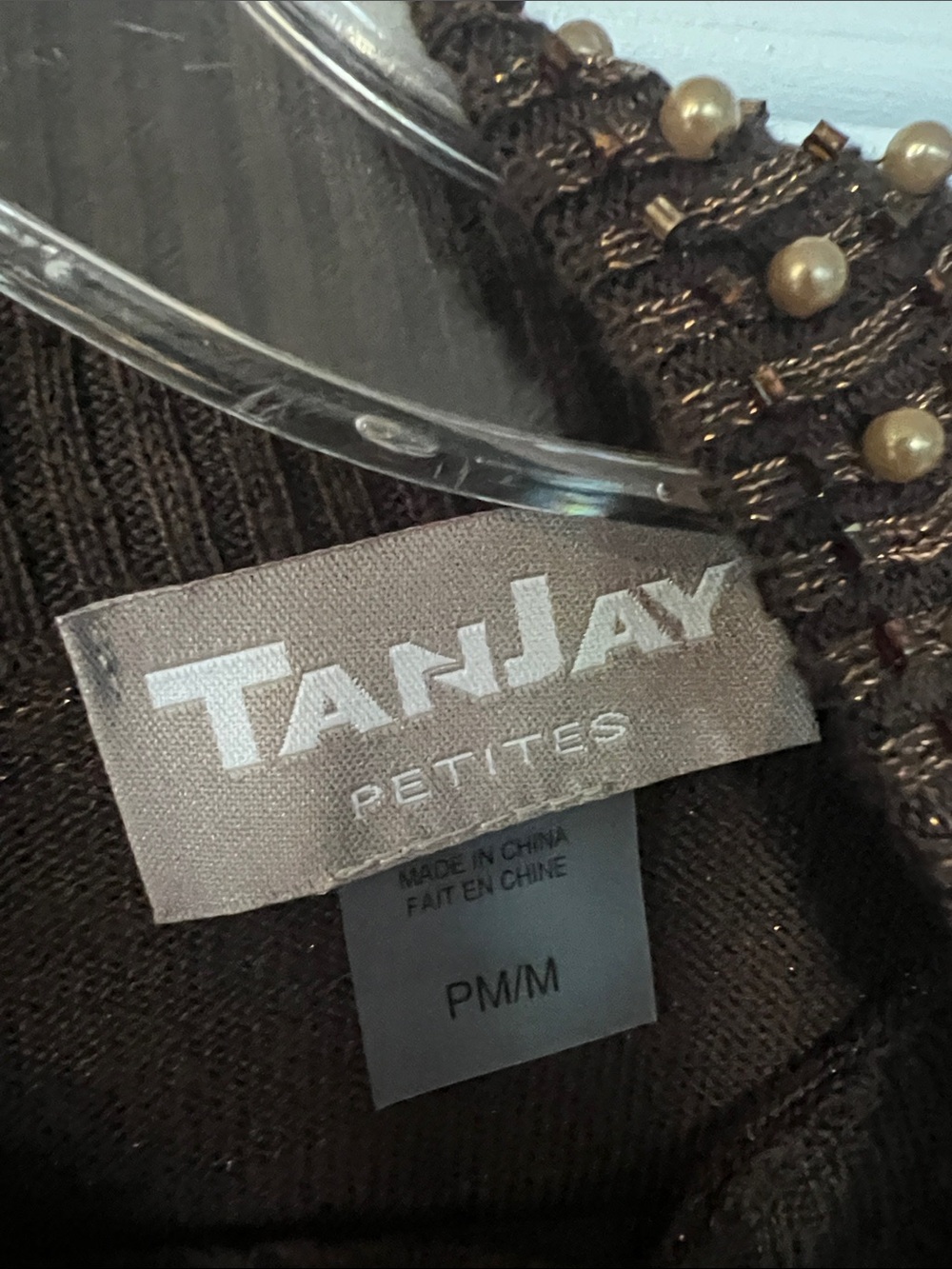 TanJay Metallic Brown Beaded Mock Neck Sweater - Picture 3 of 4